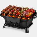 Hibachi Grill Outdoor, Portable Mini Charcoal Grill, Pre-Seasoned Cast Iron, Small Japanese Yakitori Tabletop Skillet Grill Stove for Outdoor Camping