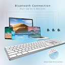 Bluetooth Slim Keyboard for Mac, Aluminum Rechargeable Keyboard Wireless, Low-Profile Silent Flat Key Compatible with Apple iMac, MacBook, Mac and iOS, Full Size - Silver White