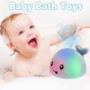 Toddla Whale Bath Toy Sprinkler - Water Pool Toys for Toddlers 1-3, Light Up Floating Baby Bath Toys, Birthday Gift for 1 2 3 4 5 Year Old Boys Girls,, Water Sensory Toys for Kids, Small