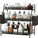 3-Tier Large Size Storage Rack,Counter Organiztion for Bathroom Countertop Organizer Shelf for Spice Racks for Kitchen/Sink/Bedroom/Living room/Office/Plant Rack with Two Metal Baskets (Grey)