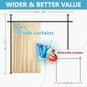 JILRON No-Drill Room Divider Curtains Set: Includes 106" W x 84" L Beige Curtain 2-Panel & Adjustable Pole Brackets (72-200" W x 43-120" H Adjustable Range)