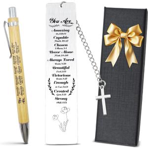 Mothers Day Christian Gifts Bible Bookmark for Women & Pen Set - First Communion Gifts, Baptism Gifts, Confirmation Gift Ideas - Religious Gift for Girl, Boy, Men,Book Lovers