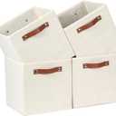 Temary 11x11 Storage Cubes Fabric Cube Storage Bins with Handles Clothes Storage Boxes Baskets for Organizing Home, Shelf, Closet (Beige, 11 x 11 x 11)