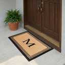 A1HC Natural Coir Monogrammed Doormat, Heavy Duty Anti-Shedding Front Door Mat, Personalized Welcome Mat for Outside, Porch, Entrance, Easy Clean Entryway Door Mat - 24" x 39", M