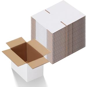 Calenzana 6x4x4 Shipping Boxes Set of 20, Small Corrugated Cardboard Box for Mailing Packing Gifts, White
