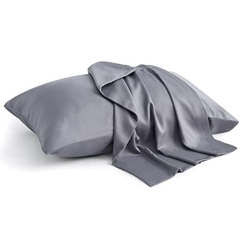 BEDELITE King Size Pillow Cases Set of 2, Rayon Derived from Bamboo, Cooling Pillow Cases for Hot Sleepers & Night Sweats, Breathable and Silky Soft Envelope Pillowcases(Grey, 20"x40")