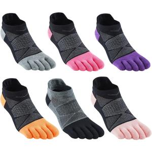 Women Toe Socks 5 Finger Cotton Wicking Athletic 6 Pack 3 Pack (Black)