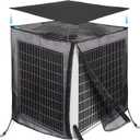 Joiish Air Conditioner Covers for Outside, Full Mesh With Detachable Waterproof Top, Breathable & All Seasons, 28 x 28 x 32 Inch Central AC Unit Protector Against Leaves, Weeds, Cottonwood and Debris