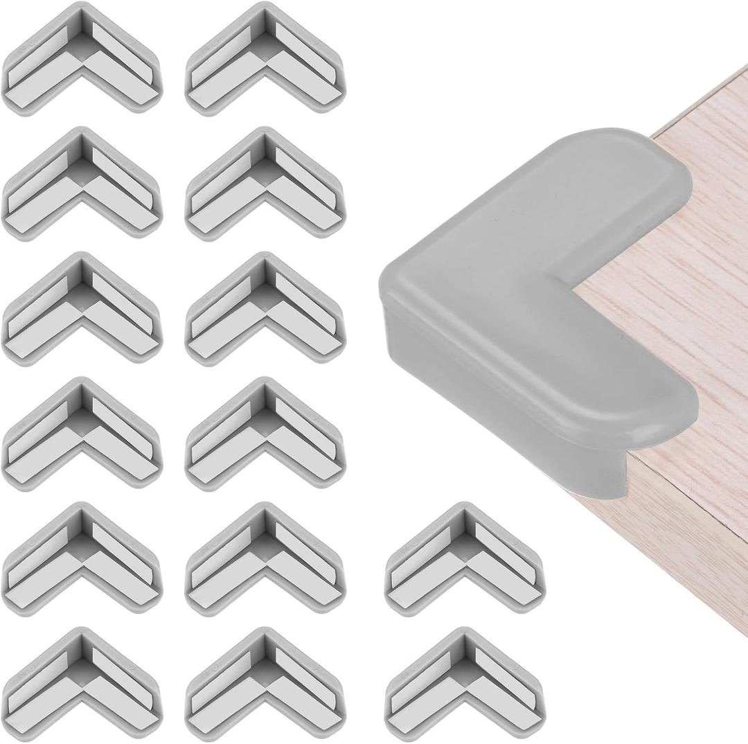 uxcell Corner Protectors, 16 Pcs Table Corner Protectors, Furniture Corner Guard and Edges Safety Bumpers for Table Edges and Sharp Corners (L-Shaped, Grey) (Gray)