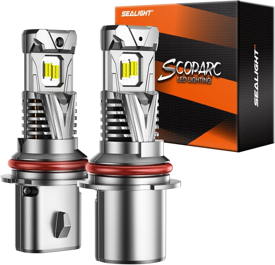SEALIGHT S7S 9007/HB5 Light, 60000LM Brightest 6500K Cool White, 3Mins Easy Installation, 10 Years Lifespan, Plug-N-Play, IP68 Waterproof, 2 Pack