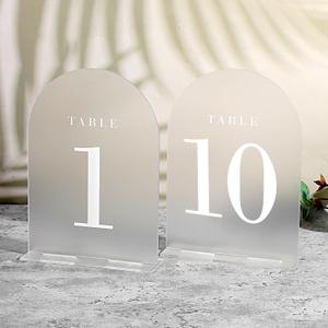 Frosted Arch Acrylic Table Numbers for Wedding Reception,1-10 Table Number Signs &Holders for Centerpiece, Reception, Decoration, Party, Anniversary, Event