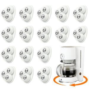Honoson 16 Pcs Self-Adhesive Caster Wheels Appliance Rollers Appliance Sliders for Kitchen 360 Swivel Universal Wheel Mini Small Kitchen (White with 3 Steel Ball Style)