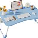 Lap Desk Bed Trays for Eating and Laptops Breakfast in Bed Tray for Sofa/Couch/Study/Reading/Writing with Cup Holder/Drawer On Low Sitting Floor Large Portable Foldable (Blue)