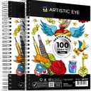 ARTISTIC EYE 9x12 Premium Sketch Book Set, 100 Sheets, Spiral Bound, 68lb (100gsm), Acid-Free Drawing Paper, Ideal for Kids, Teens & Adults (Set of 2)