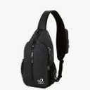 WATERFLY Crossbody Sling Backpack Sling Bag Travel Hiking Chest Bag Daypack (Black