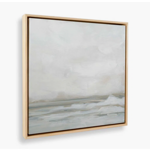 Framed Neutral Abstract Landscape Wall Art for Living Room, Square Mid Century Modern Canvas Paintings Prints Artwork for Walls, Minimalist Scenic Pictures Wall Decor for Bedroom Home Office, 24x24 In