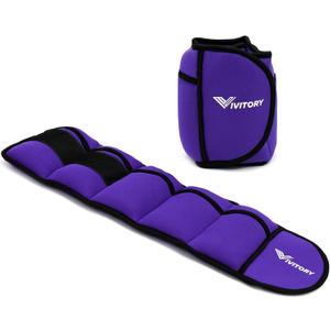 Vivitory Adjustable Ankle Weights for Women & Men, Leg Weights 2 to 10 Lbs, Arm Weights, Ankle Wrist Weights Set for Strength Training, Jogging, Gymnastics, Aerobics, Physical Therapy (Purple)