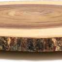 Lipper International Acacia Wood Large Slab Lazy Susan with Bark Rim