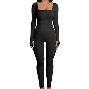 OQQ Women Long Sleeve Yoga Jumpsuits Workout Ribbed Bodysuits Pants Sexy One Piece, Size: XL