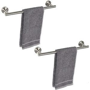 TocTen Bath Towel Bar - 2 Pack Thicken SUS304 Stainless Steel Towel Rack for Bathroom, Bathroom Hardware Accessories Towel Rod Heavy Duty Wall Mounted Towel Holder (16 Inch, Brushed Nickel)