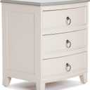 Finch Charleston End Table Nightstand with Drawers, Solid Wood Bedside or Living Room Storage, Modern Farmhouse Decor, Fully Assembled, Cream White/Gray, unspecified