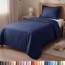 Duvet Cover Twin/Twin XL Size Set - Extra Soft Twin/Twin XL Duvet Cover 68" x 90" with 1 Pillow Sham - Hotel Luxury, Easy Care, Fade Free with Zipper Closures & Ties - Comfy & Breathable (Navy Blue)