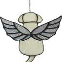 Stained Glass Rainbow Wing Angel Dog Memorial Gift for Loss of Dog Bereavement(White)