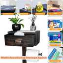 Freestanding Bathroom Toilet Paper Holder Stand with Shelf, Bamboo Toilet Paper Roll Holder with Wet Wipes Storage Drawer(Vintage Black)