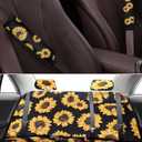 Sunflower Car Accessories Set 23pcs Car Sunflower Steering Wheel Cover,Seat Covers, Seat Belt Covers,Center Console Armrest Pad,Cup Holder Coaster,Keychain, Lanyard,Vent Decor