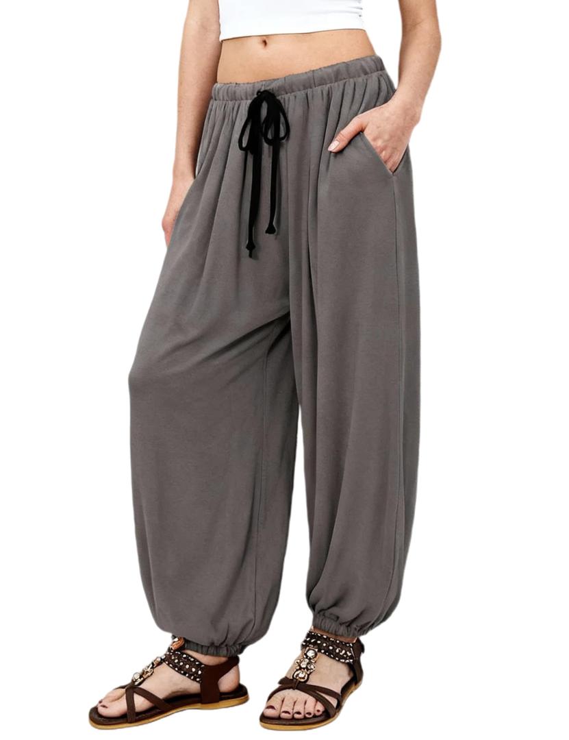 Majdan Women's Modal Sweatpants Baggy Pants Casual Loose Comfy High Waisted Lounge Pants with Pockets (Darkgrey-L) (Gray, L)