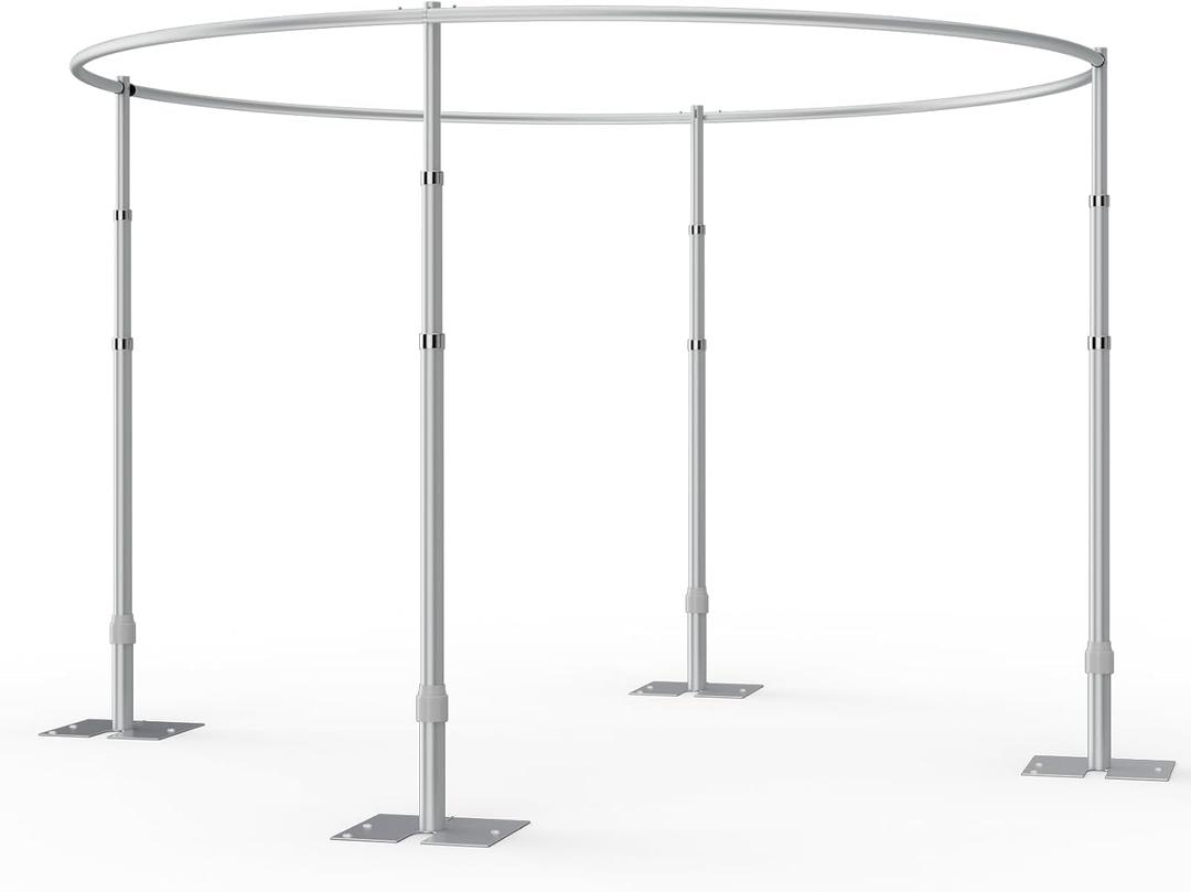 EMART Backdrop Stand Heavy Duty 10x10Ft, Round Pipe and Drape Photo Background Support Kit, Adjustable Metal Frame with Flat Base for Photography Wedding Birthday Party Decorations (Silver)