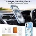 tharlet Magnetic for iPhone 16 Case with Card Holder [Compatible with Magsafe][ with Wireless Charging Wallet] Blue Flower Floral Printed Pattern Clear Case for iPhone 16 Case, Blue (6.1")
