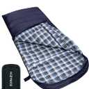 HiZYNICE Sleeping Bags for Adults XXL Cold Weather, 100% Cotton Flannel Winter Camping Large 90 x 39 in,Compression Sack Included, Navy Blue, 0F Right Zip