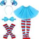 World Book Day Thing Costume Include Tutu Skirts Ponytail Headbands Bowties and Striped Knee Socks Medium