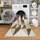 Abstract Neutral Small Carpet 2x3 Washable Geometric Brown Area Rugs Doormat for Entryway Bathroom Living Room Bedroom Washing Room Non Slip