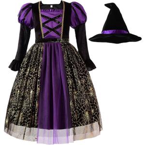 ReliBeauty Girls Halloween Spider Witch Dress (6/130)
