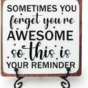 Motivational Wooden Sign Gifts, Positive Reminder Wood Plaque With A Support Frame, Sometimes You Forget You Are Awesome, Inspirational Quotes Desk Decor Cheer up Gifts for Friend Coworker Employee, Pack 3