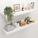 36" Width Floating Shelves, Wall Shelves for Bathroom/Living Room/Bedroom/Kitchen Decor, White Shelves with Invisible Brackets Set of 2