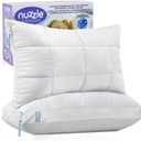 Nuzzle Pillows Standard Size Set of 2 Adjustable Firm Pillows, Luxury Hotel Collection Bed Pillows  Best Adjust Height Soft Cooling Pillows for Back, Stomach and Side Sleepers (White)