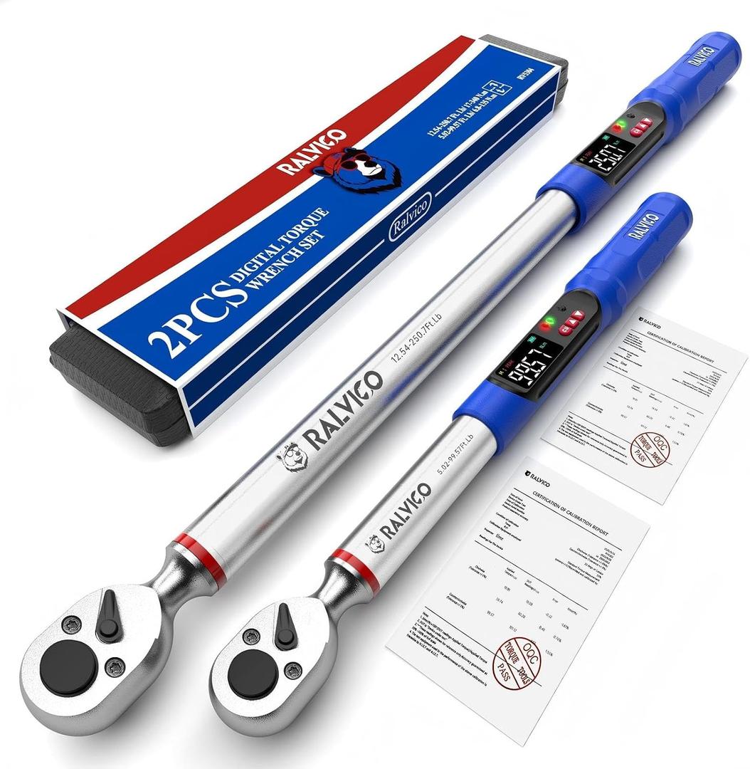 Digital Torque Wrench Set 1/2 & 3/8 Drive for Motorcycle Car Engine