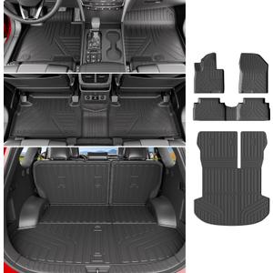 powoq Floor Mat Compatible with 2019-2020 Santa Fe Cargo Mat Floor Liner TPE Back Seat Protector Trunk Cargo Liner Replacement for 2019 2020 Santa Fe Accessories