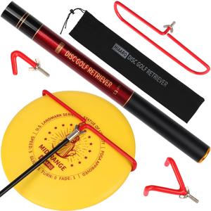 Upgraded II Disc Golf Retriever Pole, Disc Golf Grabber Tool with 3 Hooks and Carry Bag, 13 FT, Practical Disc Golf Accessories