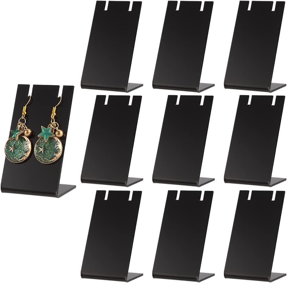 PH PandaHall 10pcs Acrylic Earring Holder Black Earring Display Stands L-shape Ear Organizer Dangling Earring Stands for Earring Necklace Jewelry Shows Retail Photography Props, 1.7x1.4x3 inch