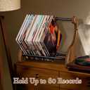 Vinyl Record Storage Premium Wooden Record Holder & Album Crate, Holds 60+ Records, Desktop Display Stand for Vinyl Lovers