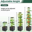 SYITCUN Tomato Planter with Trellis, 57 Inch Self-Watering Planter Box 2-Pack, Grey Planter with Metal Support for Outdoor Indoor Climbing Plants