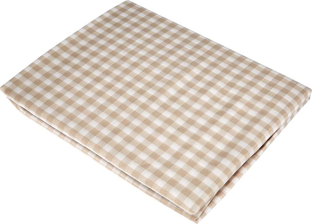 Gingham Kitchen Curtains Beige 46 x 54, 46'' x 54''