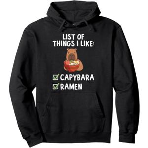 Things I Like Capybara Lover Capybara Girl Capybara Boy Pullover Hoodie (Black, S)