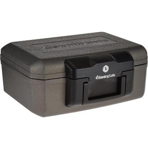 SentrySafe Fireproof Safe with Key Lock, Chest Lock Box for Home or Travel Secures Money, Documents, 0.18 Cubic Feet, 6.1 x 14.3 x 11.2 Inches, 1210