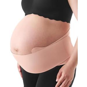 Momcozy Belly Bands for Pregnant Women, One-Piece & Portable Pregnancy Belly Band with Ergonest Back Support & Breathable Fabric – Adjustable Maternity Belt for Small/Round/High-Carrying Belly, Medium