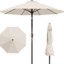 Patio Kingdom 9FT Patio Umbrella Outdoor Table Umbrella w/Push Button Tilt and Crank, 8 Sturdy Ribs, UV Resistant Waterproof Market Umbrella for Pool, Deck, Backyard, Garden, Creamy White